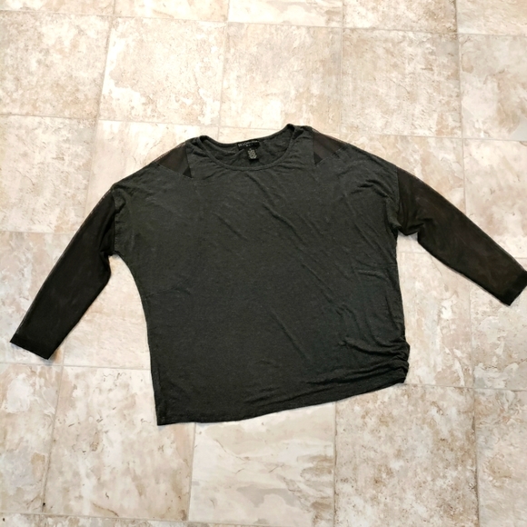 Design History Tops - Women's Design Mesh Long Sleeve Causal Top Plus Size  1X